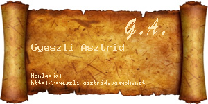 Gyeszli Asztrid névjegykártya